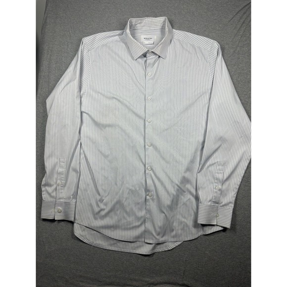 Ministry of Supply Button Down Shirt XL Gray Stripe Recycled Polyester - Picture 3 of 9